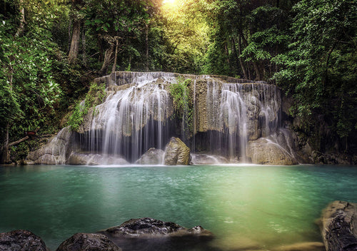 Sanders & Sanders fotobehang waterval groen en bruin - 360 x 254 cm - 600400