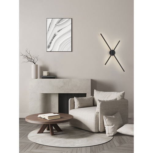Nova Luce AKRO Geïntegreerde LED-wandlamp, matzwart, Triac dimbaar, 16W, 719lm, 2700-3000-4000K kleurtemperatuur, DIP-schakelaar
