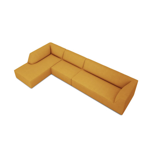 Cosmopolitan Design - Modulaire hoekbank links Siena 5-zits, structurele stof geel - 180x366x69cm