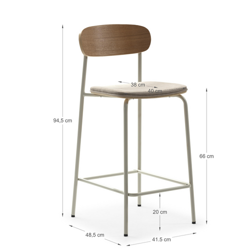 Calicosy - ADRIANA Set van 2 krukken - Grijs - 48x42x66 cm