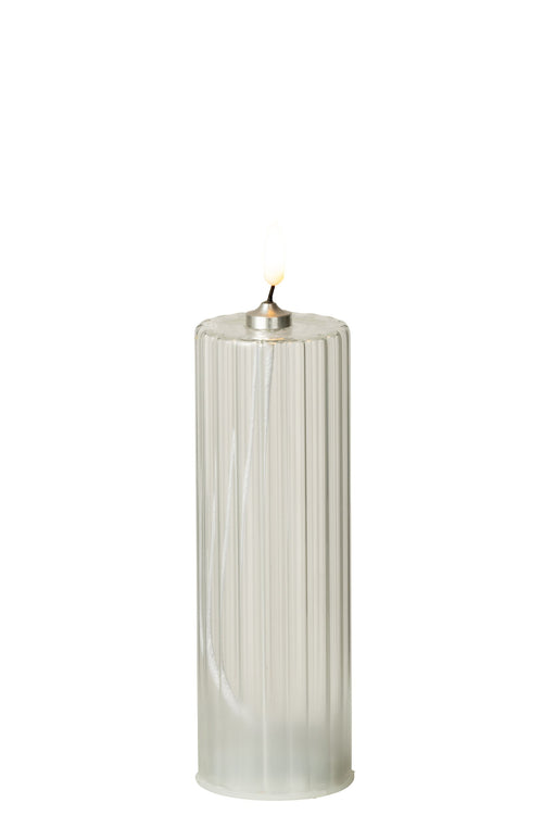 J-Line kaars Strepen - glas - transparant - large - LED