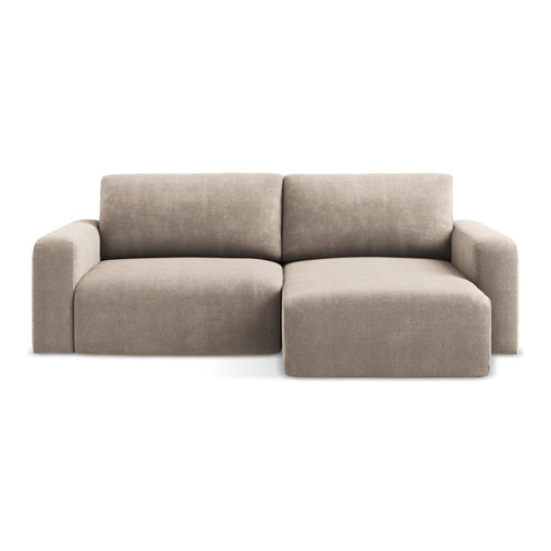 LaMiaSofa hoekbank rechts Ostia - chenille stof - donkerbeige - 244x149x79