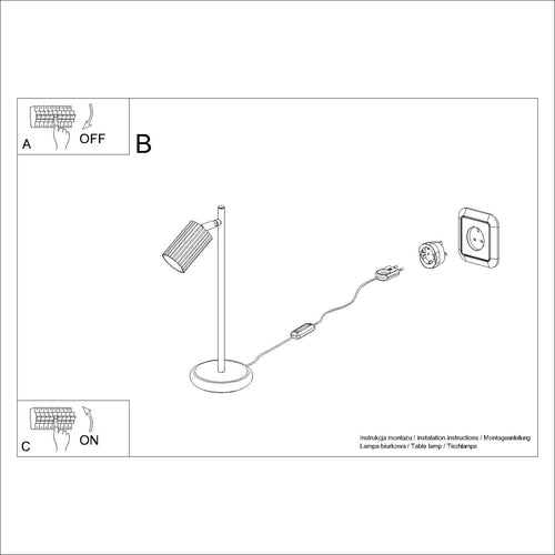 Sollux Lighting Tafellamp KARBON bordeaux - 14,5x19,5x43cm