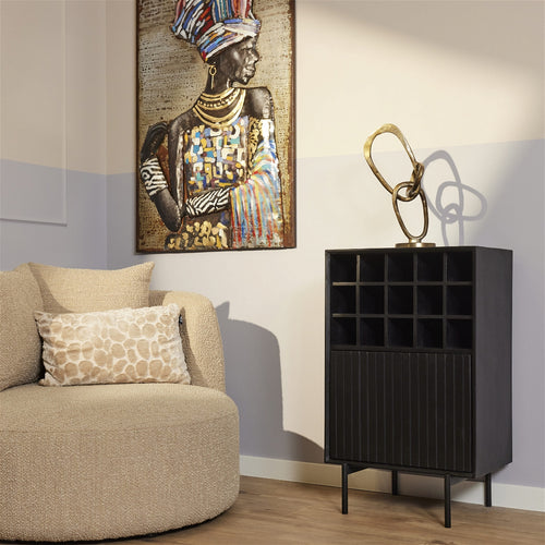 StarFurn Wijnkast Madison - Zwart Hout - 55x35x90cm - vtwonen shop