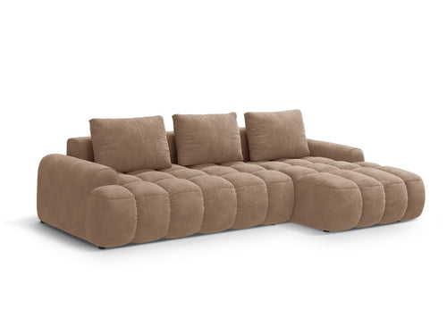 Cosmopolitan Design Converteerbare hoekbank rechts met opbergdoos Linz 3-zits, flueel donkerbeige - 142x275x84cm