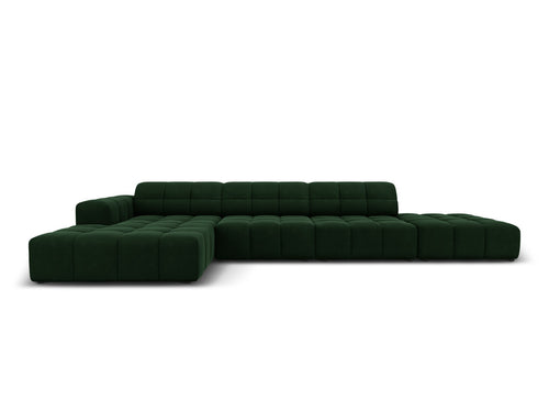 Cosmopolitan Design linker hoekbank Chicago 5-zits, flueel flessengroen - 167x348x78cm