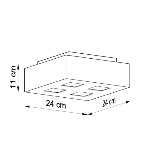 Sollux Lighting Plafondlamp MONO 4 zwart - 24x24x11cm