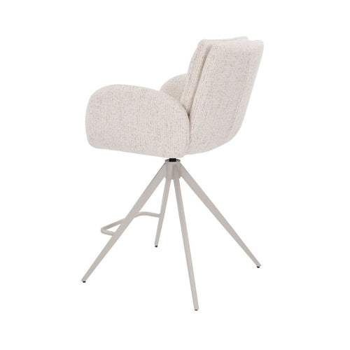 Giga Meubel Barstoel Tina - Beige - Draaibaar - Scandinavisch - Armleuningen - Stof - Set van 2