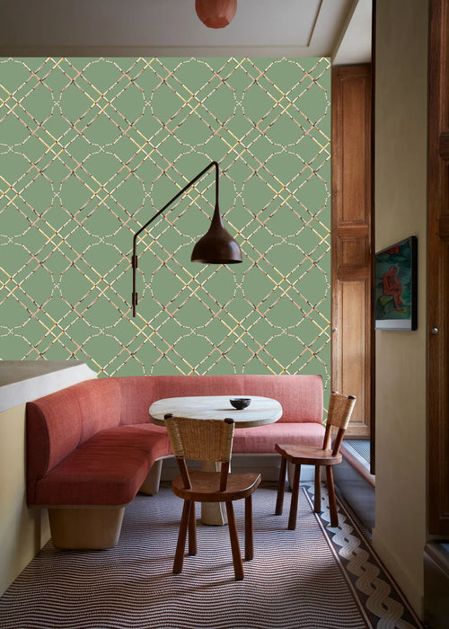 Catchii Behang Bamboo Trellis old red