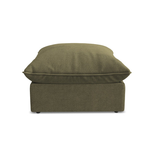 LaMiaSofa Poef Ravenna - textuurstof - olijf - 75x75x45