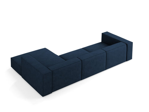 Cosmopolitan Design rechter hoekbank Arendal 4-zits, chenille met ribbeleffect, koningsblauw - 166x284x70cm