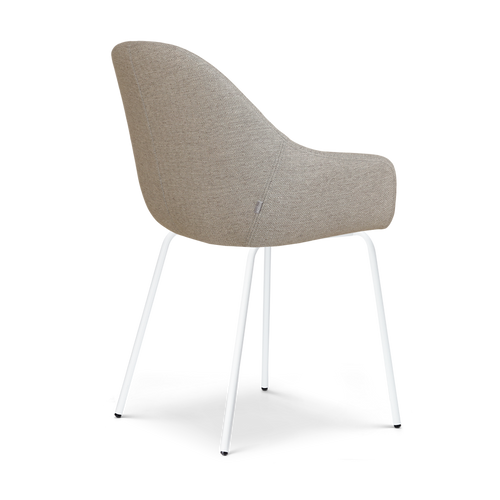 Nolon Nora-Mae Eetkamerstoel Warm Grijs - Armleuning - Witte Poten - vtwonen shop