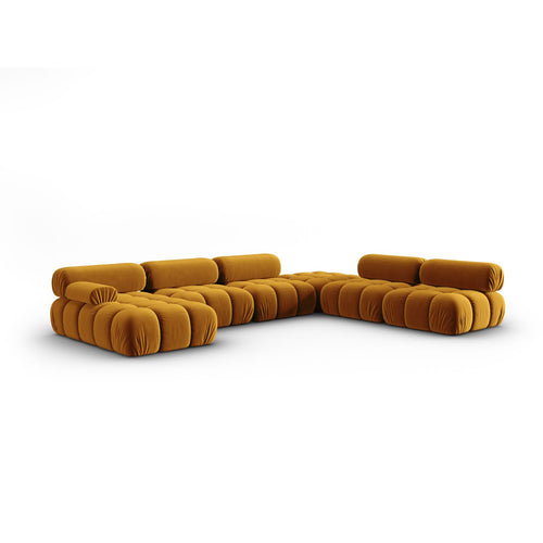 Cosmopolitan Design - Modulaire panoramische hoekbank rechts Cortina 7-zits, flueel geel - 282x376x70cm