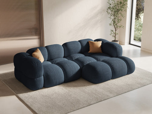 Cosmopolitan Design rechter hoekbank Loretto 3-zits, structurele stof donkerblauw - 147x250x68cm
