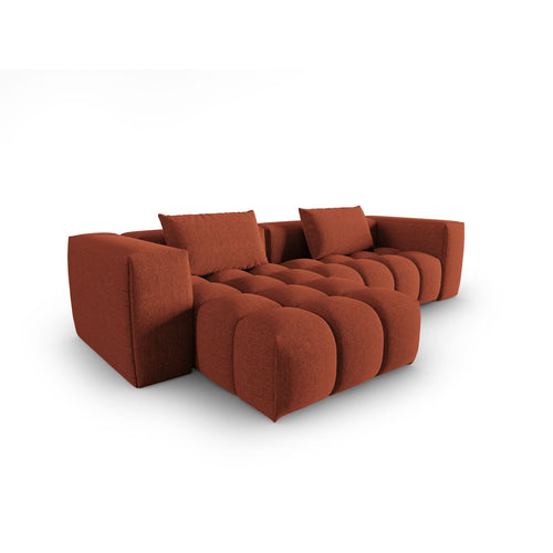 Cosmopolitan Design - Modulaire hoekbank links Verona 3-zits, structurele stof koraal - 145x260x70cm
