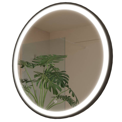LOMAZOO badkamerspiegel Bologna - met LED verlichting - rond - zwart - 70 cm