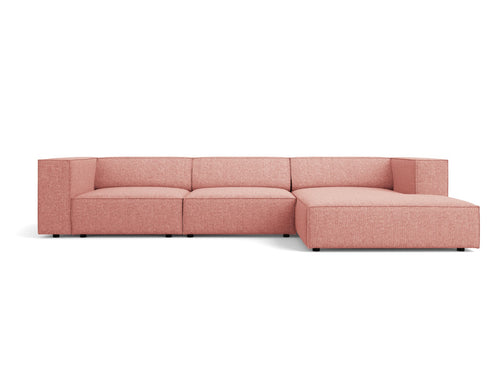 Cosmopolitan Design rechter hoekbank Arendal 4-zits, chenille, roze - 166x284x70cm