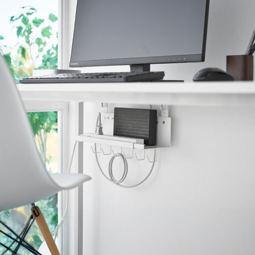 Yamazaki Smart Kabel- en routerorganizer voor onder bureau uitschuifbaar - Wit