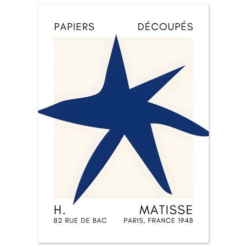 Artfulprints  Matisse – Star of the sea navy blue II   poster 50x70 cm - vtwonen shop