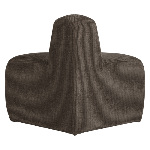 WOOOD eetbank hoek rond rugleuning Mojo - Ribstof - Bruin - 83x100x74