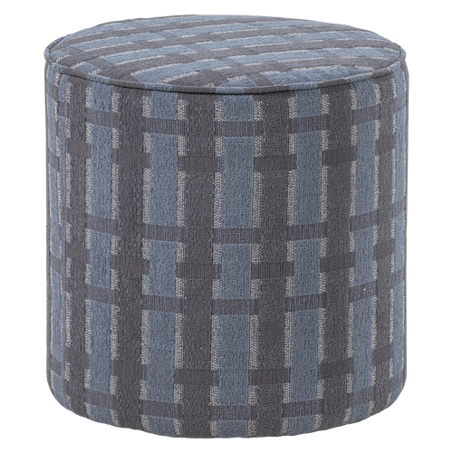 WOOOD poef hoog dessin Sarli - Chenille - Grijs/Blauw - 46x46x46