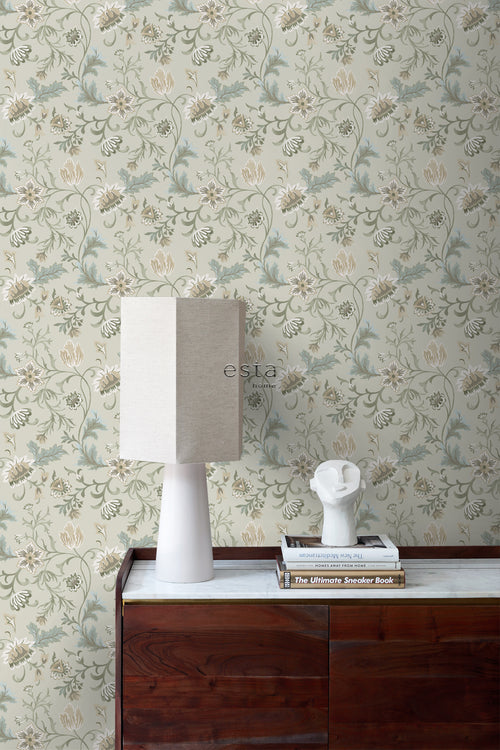ESTAhome behang vintage bloemen zand beige - 53 cm x 10.05 m - 139412