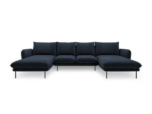 Cosmopolitan Design Panoramische bank Vienna 6-zits, flueel, donkerblauw - 170x350x95cm