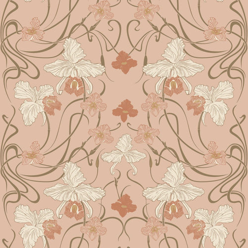 ESTAhome behang vintage bloemen in art nouveau stijl terracotta roze - 53 cm x 10.05 m - 139668 - vtwonen shop