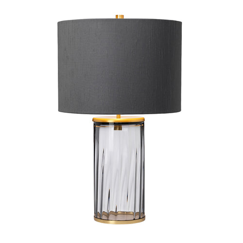 Reno Tafellamp Metalwork verouderd messing, gerookt glas
