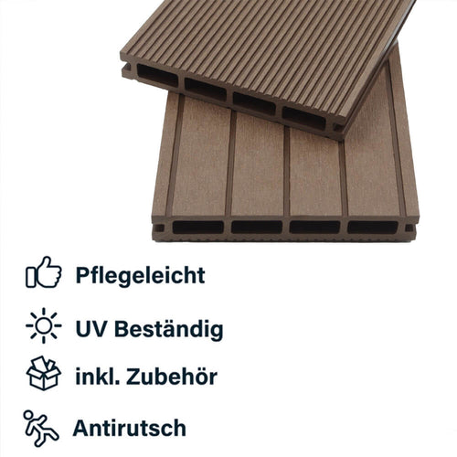 Home Deluxe - WPC terrasplanken complete set (incl. onderstructuur) SAMANA | kleur: donkerbruin, afmeting: 30 m²