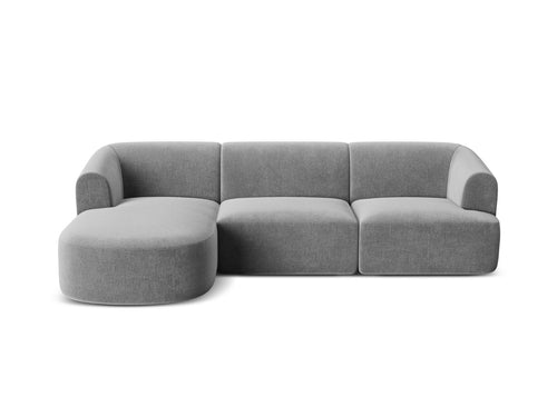 Cosmopolitan Design Modulaire hoekbank links Campi 4-zits, flueel grijs - 156x256x70cm