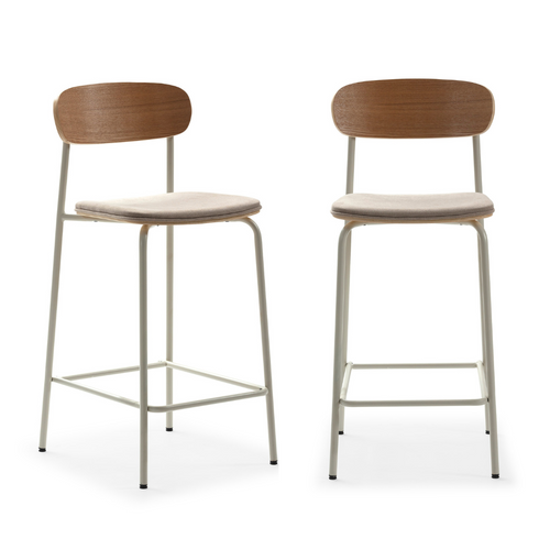 Calicosy - ADRIANA Set van 2 krukken - Grijs - 48x42x66 cm
