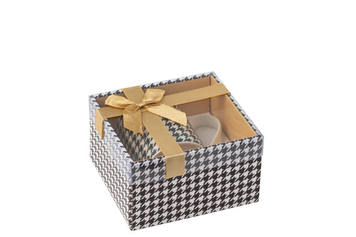 J-Line mok Pied-Poule - porselein - wit/zwart