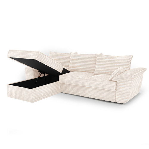 Sia Home - Hoekbanken links SASHA - XXL ribfluweel - Crème - 257cm - vtwonen shop