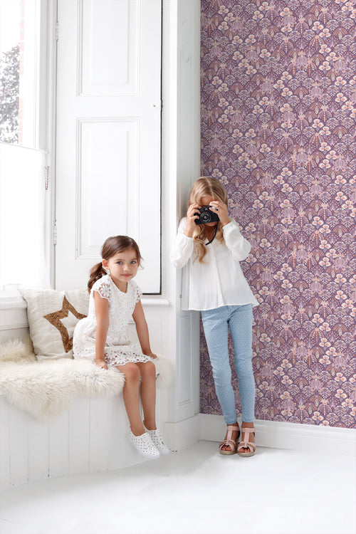 ESTAhome behang vintage bloemen in art nouveau stijl paars - 50 x 900 cm - 130973 - vtwonen shop