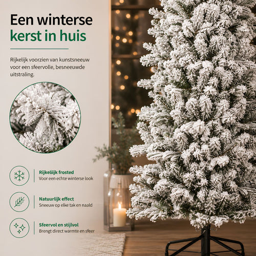 Black Box Trees Harma Slim Kerstboom met Sneeuw en Scharnierconstructie voor Snelle Montage - Kunstboom voor Kleine Ruimtes - Kerstversiering voor