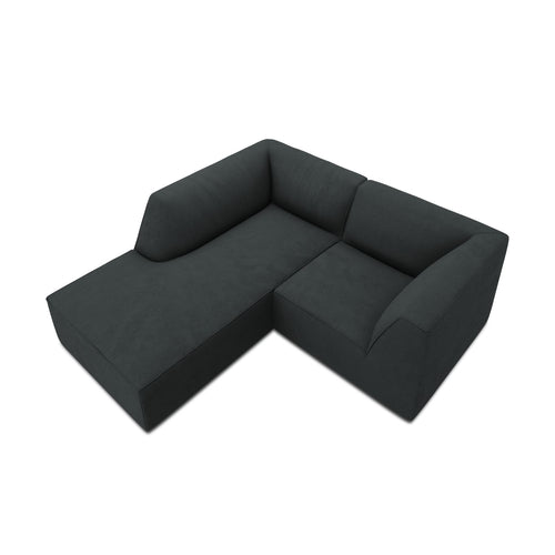 Cosmopolitan Design - Modulaire hoekbank links Siena 3-zits, ribfluwelen zwart - 180x186x69cm