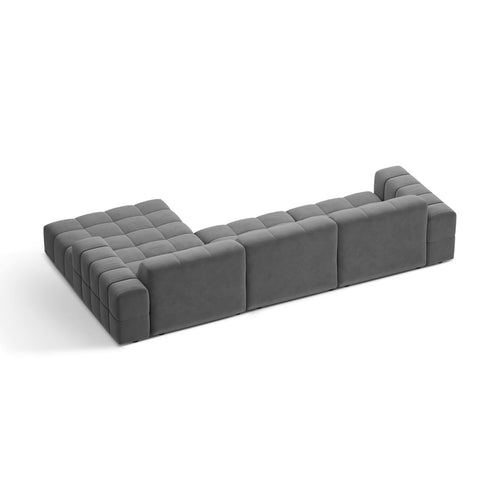 Cosmopolitan Design - Rechter hoekbank Chicago 4-zits, flueel lichtgrijs - 167x294x78cm