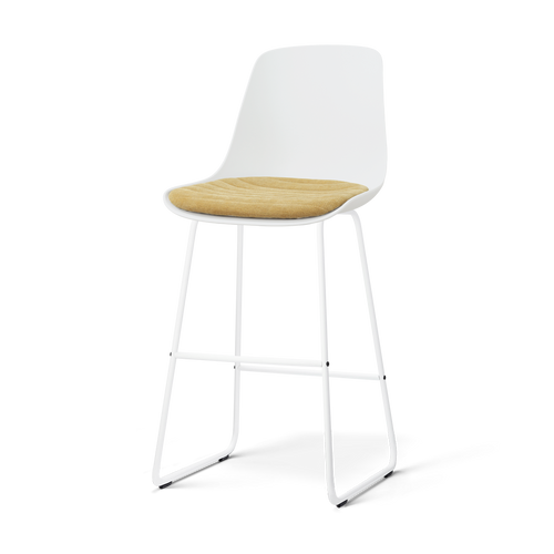 Nolon Nino-Liv barkruk wit met warm oker zitkussen - wit onderstel - 75 cm