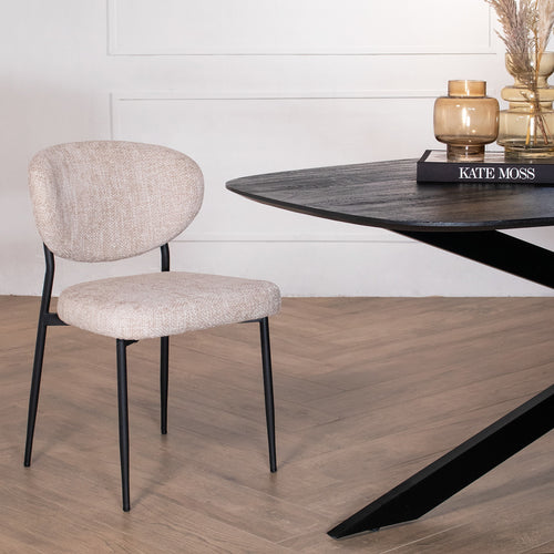 Giga Meubel Eetkamerstoel Vajèn - Stof - Beige - Set van 2
