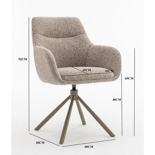 DÉJA Living Eetkamerstoel Noé - Taupe/Taupe - Draaibaar - Set van 2 - vtwonen shop