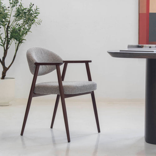 DÉJA Living Eetkamerstoel Karup - Taupe/Walnoot - Set van 2 - vtwonen shop