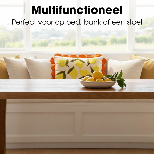 Mica Decorations Lemons Sierkussen - Kussen met Kussensloop - 65 x 45 cm - Kussens Woonkamer Woondecoratie - Binnenkussen Katoen - Woonkussen