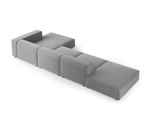 Cosmopolitan Design rechter hoekbank Arendal 5-zits, flueel, lichtgrijs - 166x341x70cm
