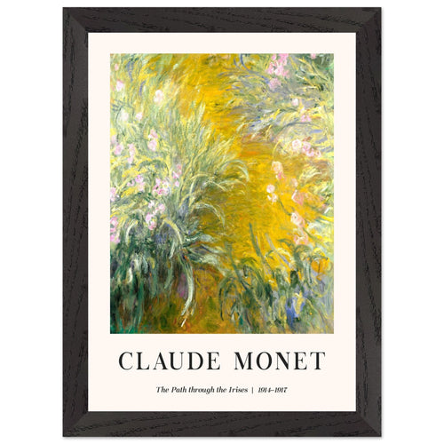 Artfulprints Poster met Lijst Claude Monet - The path through the irisis   - A4 21x29.7 cm - Groen