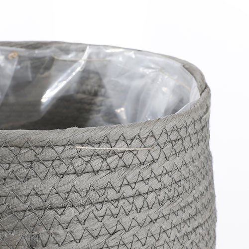 Mica Decorations Jorck Plantenmand - Set van 3 - H24 x Ø26 cm - Papier - Grijs