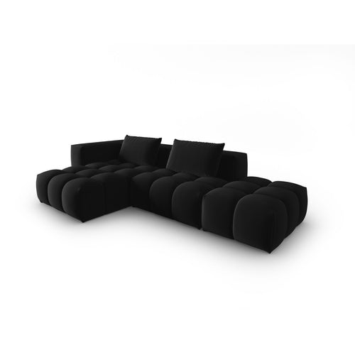 Cosmopolitan Design - Modulaire hoekbank links Verona 4-zits, flueel zwart - 145x265x70cm