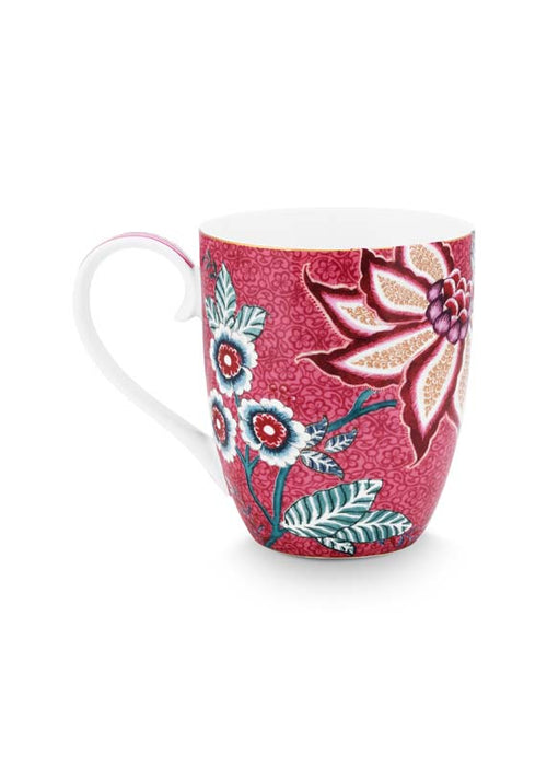 Pip Studio Flower Festival Mokken - Servies - Set van 4 Kopjes - Donkerroze - 450ml - vtwonen shop