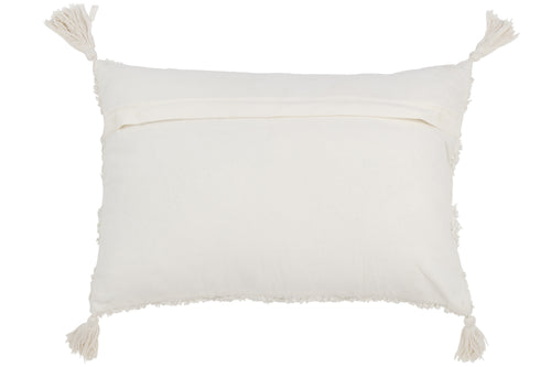 J-Line kussen Getufde Kwastjes - katoen - pailletten/wit/goud