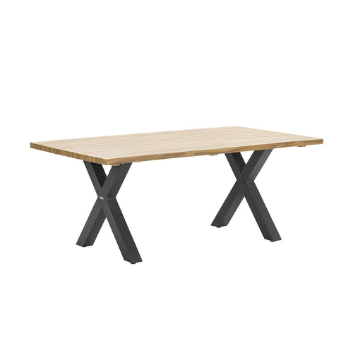 Zeus dining tafel - 180x100 cm - carbon black - teak look - vtwonen shop